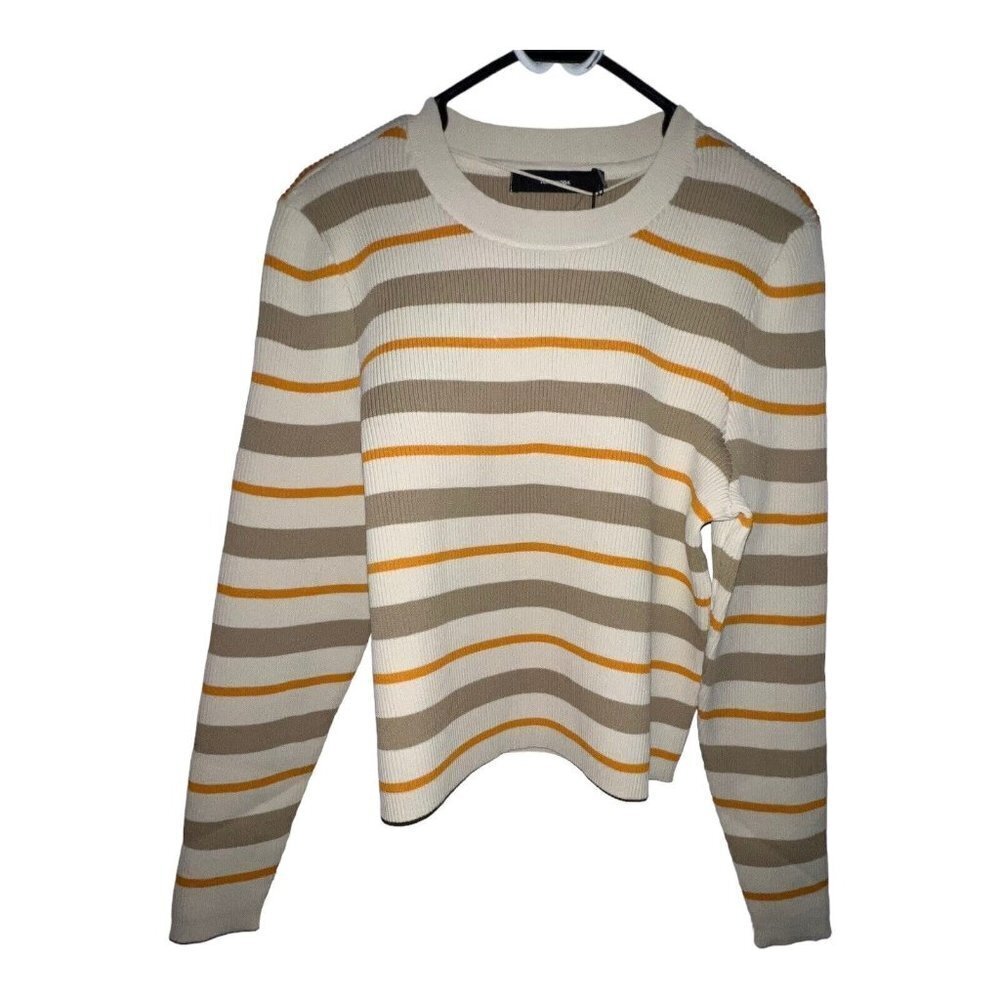 VERO MODA ANITA STRIPED RIBBED CROPPED O NECK BLOUSE SPICY MUSTARD SIZE XXL NEW